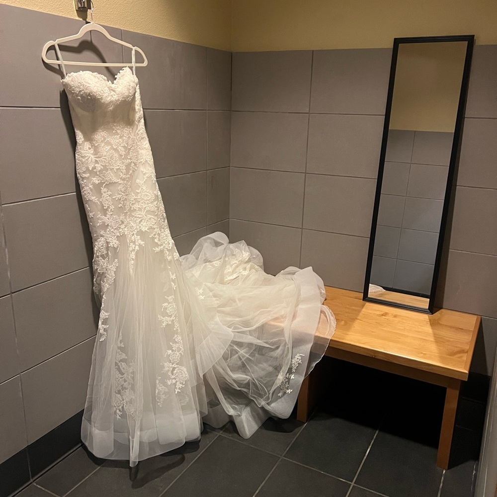 BellanBlue Ivory Lace Strapless Mermaid Wedding Dress